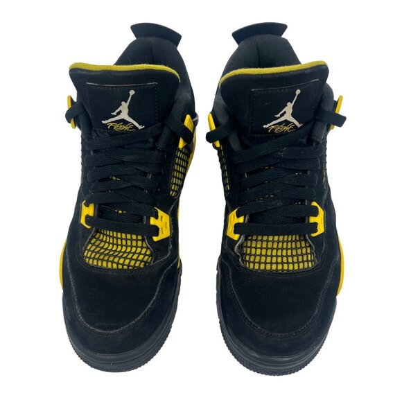 AUTHENTIC Air Jordan 4 Retro Thunder Black & Tour Yellow Sneakers • Women's 8.5 - Picture 13 of 16